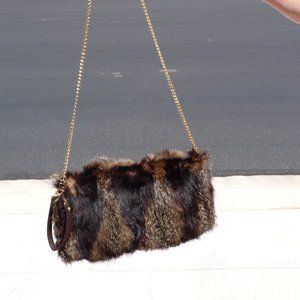 SILVER FOX FUR cross body convertible CLUTCH purse